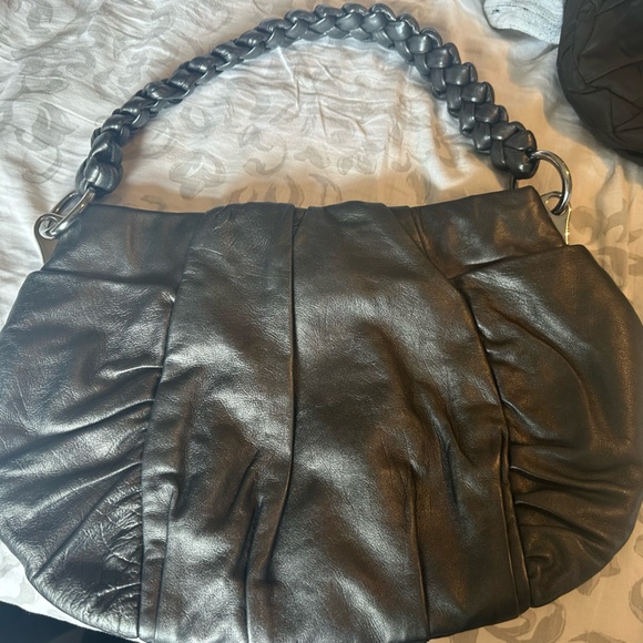 Pewter dark gray Prada leather purse like new - Picture 3 of 3